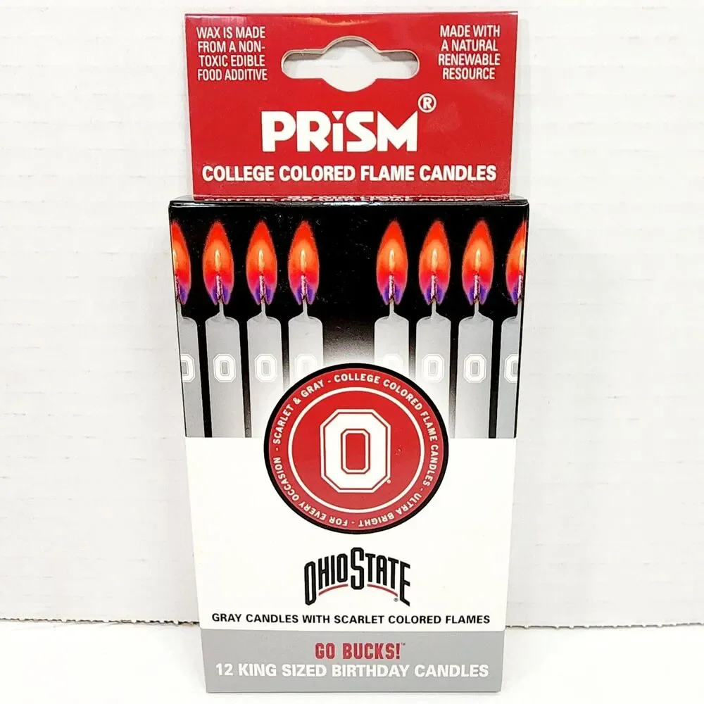 Ohio State Buckeyes Colored Flame Candles Gray with Scarlet Flame 12 count NEW